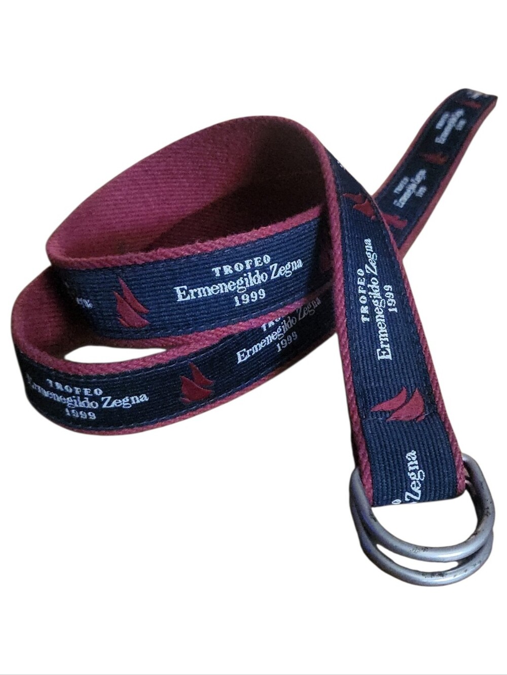 Vintage 1999 Trofeo Ermenegildo Zegna Canvas Sailboat Belt 32-36" Adjustable